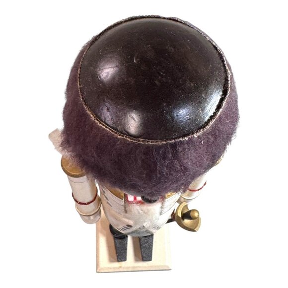 Vintage Wooden Nutcracker Soldier Figurine 14" Mustache Fur Hat & Sword Red Gold - Picture 7 of 13